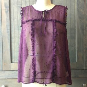 MODCLOTH Purple Sheer Poka Dot Blouse Size M